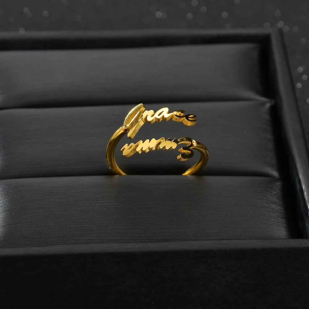 Customized Double Name Rings