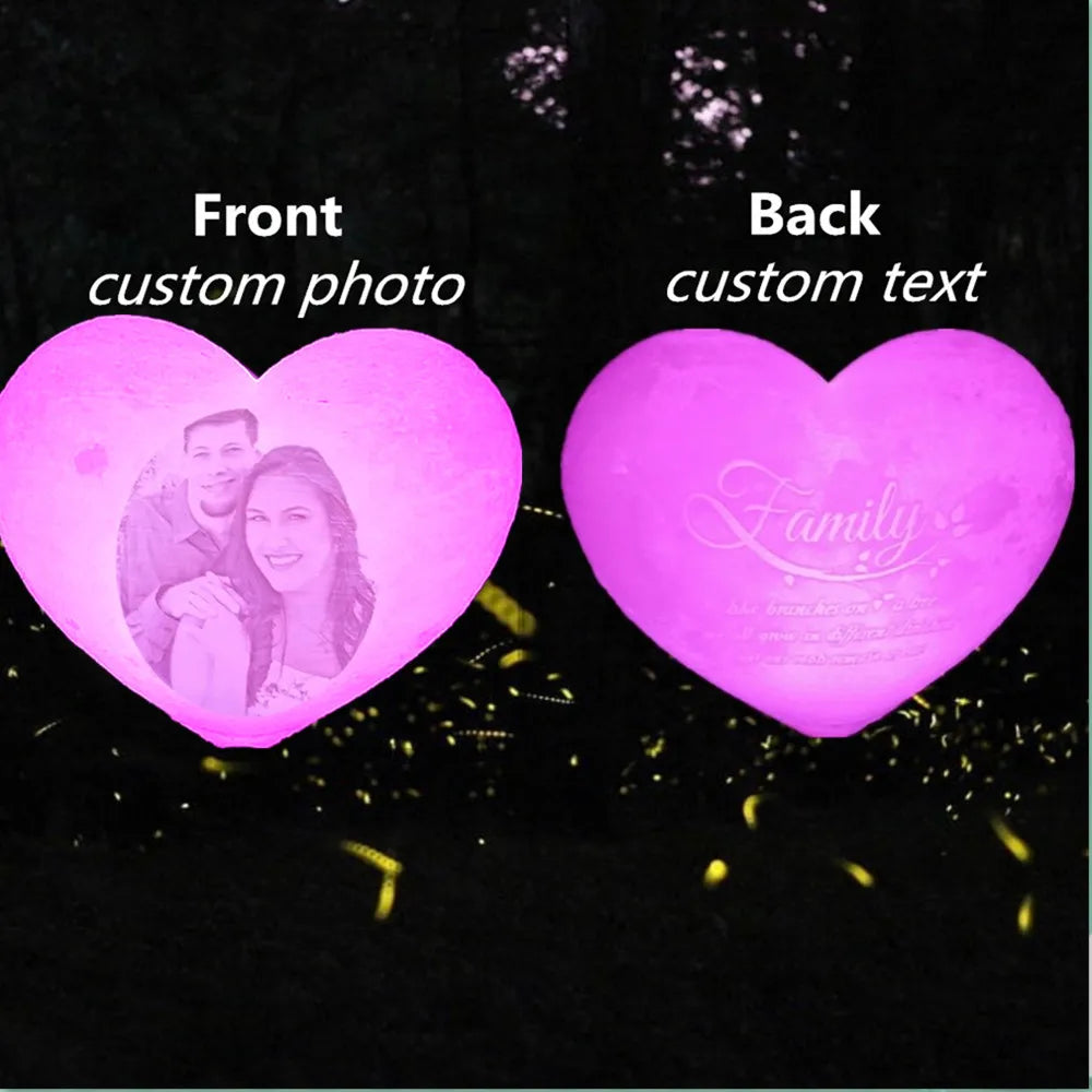 Customized Photo & Text Moon Lamp - Heart Shape Lamp