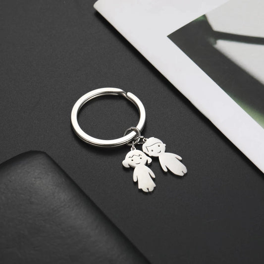 Customized Name Engraved Cute Boy Girl Shape Keychain