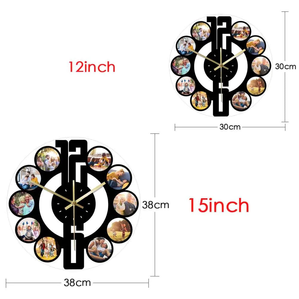 Customized Family Photos Wall Hanging Clock