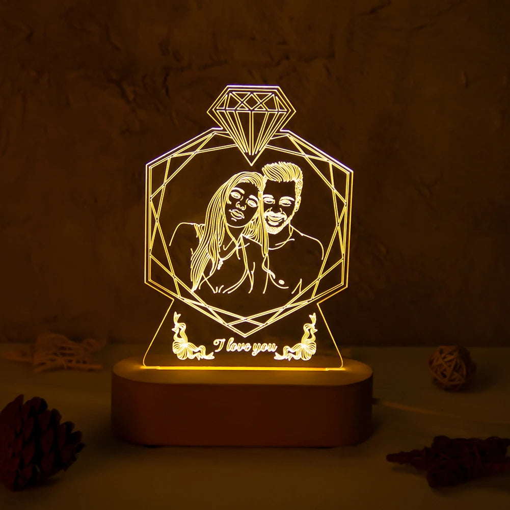 Customized Photo Text NightLight Acrylic Lamp