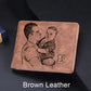 Customized Brown Image with Engraving Text Leather Wallet