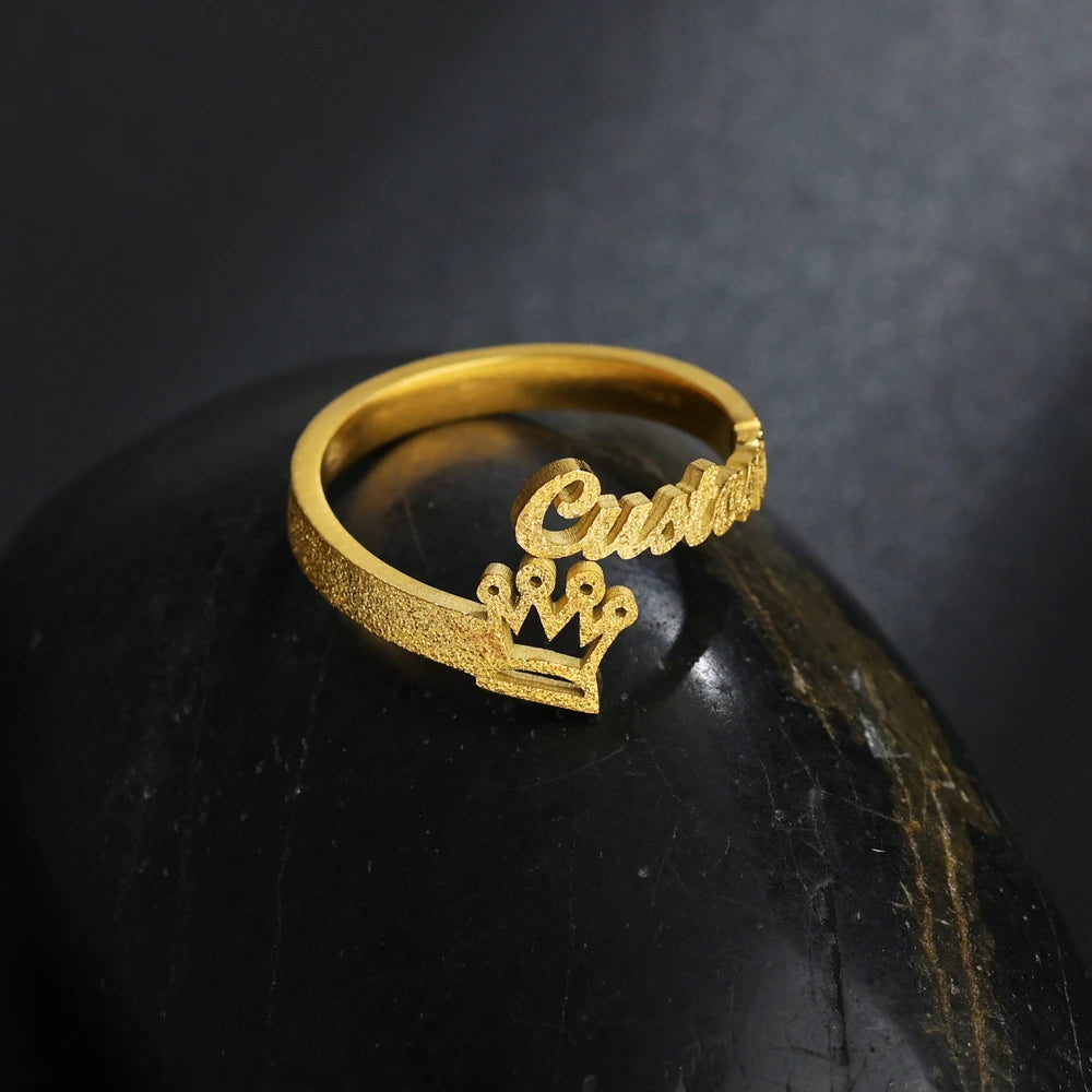 Customized  Name Ring with Crown