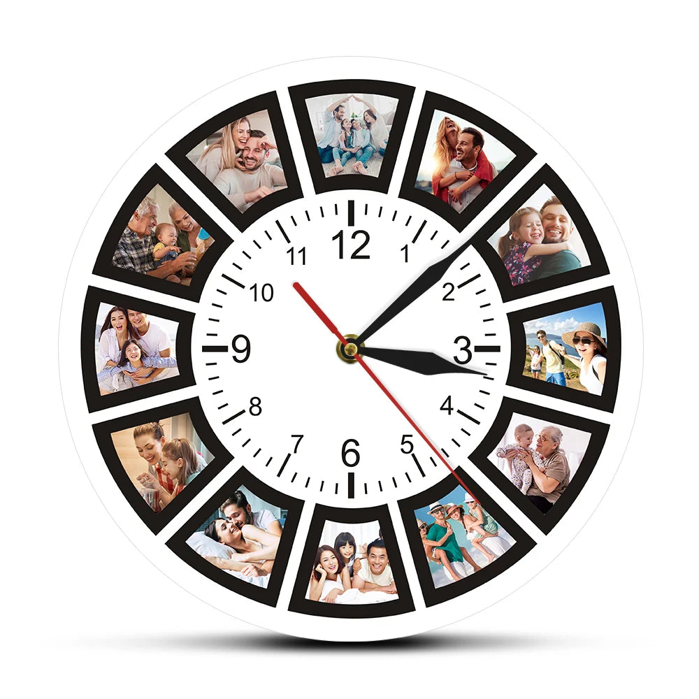 Customized 12 Photos Collage Wall Clock