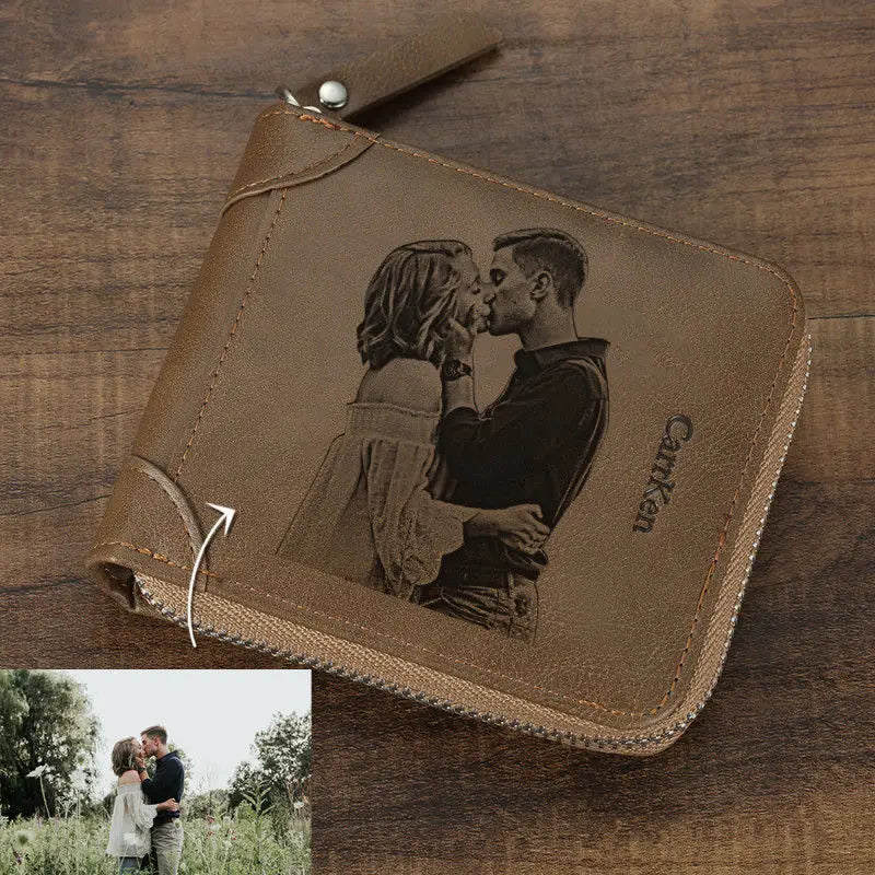 Customized Photo Engraved Zipper Wallet