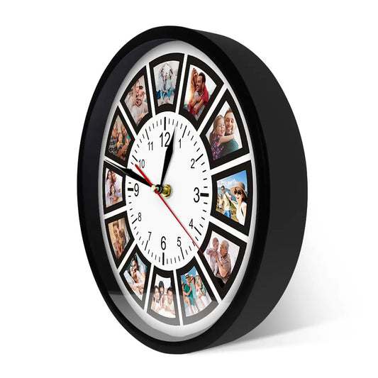 Customized 12 Photos Collage Wall Clock