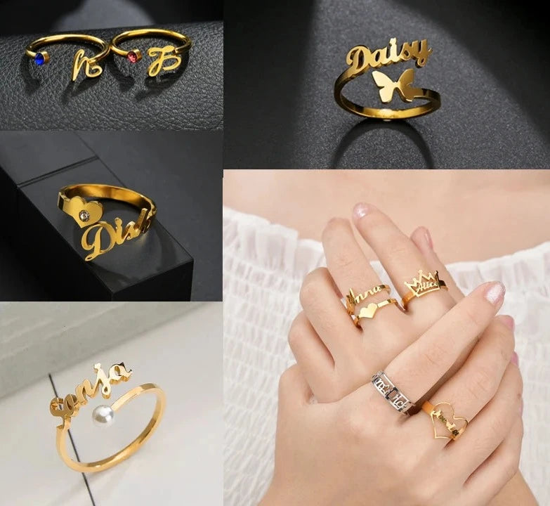 Customized Double Name Rings