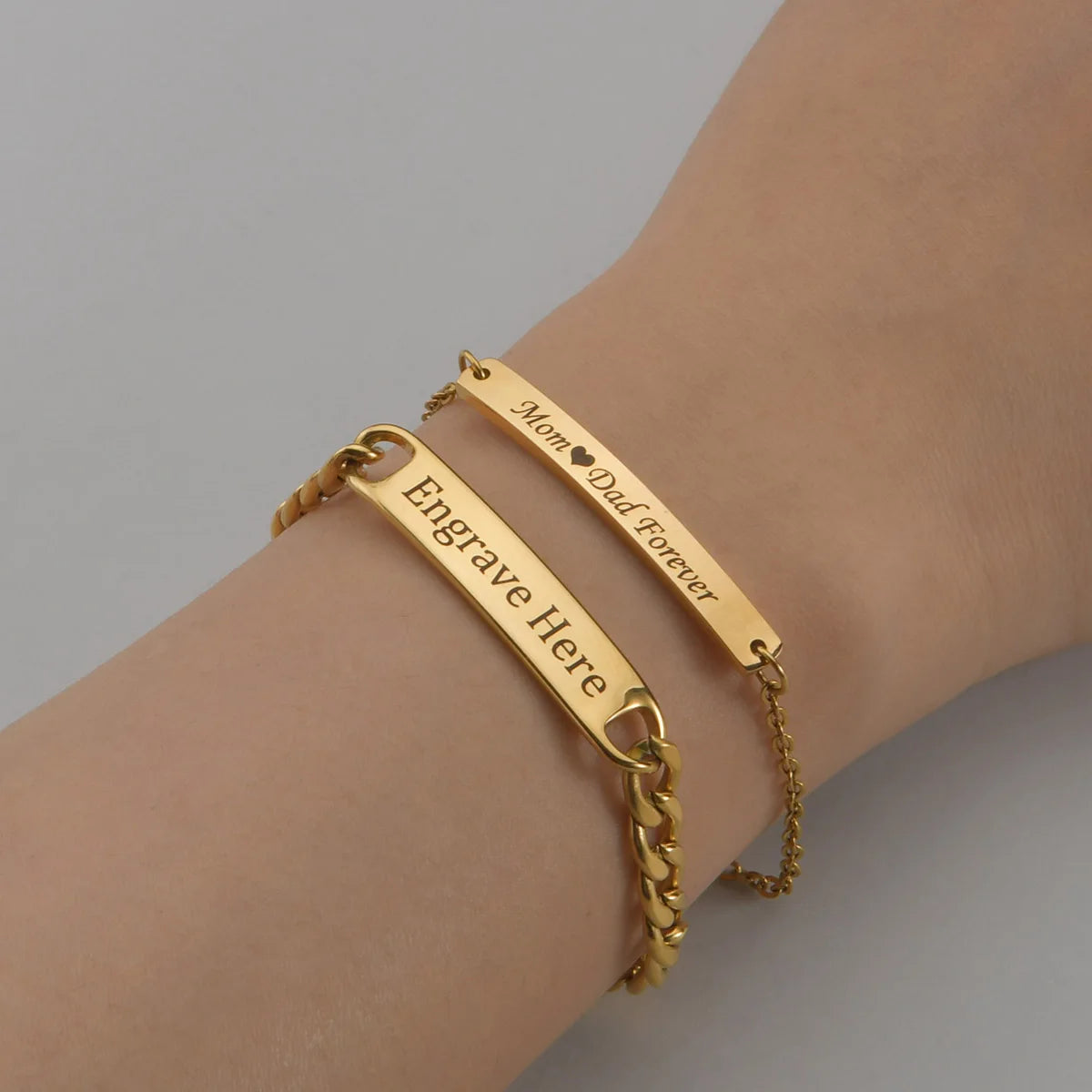 Couple Name Engraved Bracelet in Pair