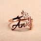 Customized Birth Month Flower Name Ring