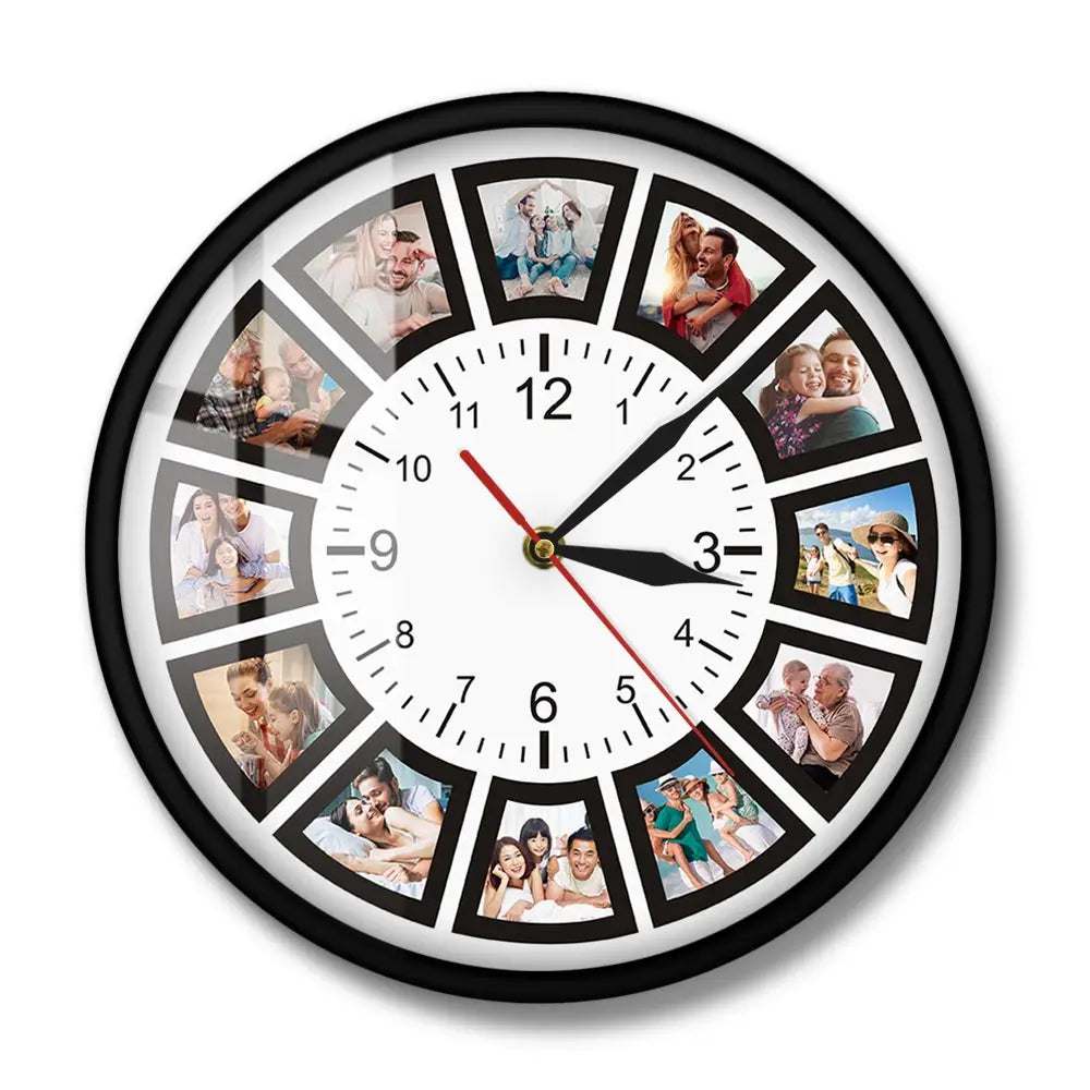 Customized 12 Photos Collage Wall Clock