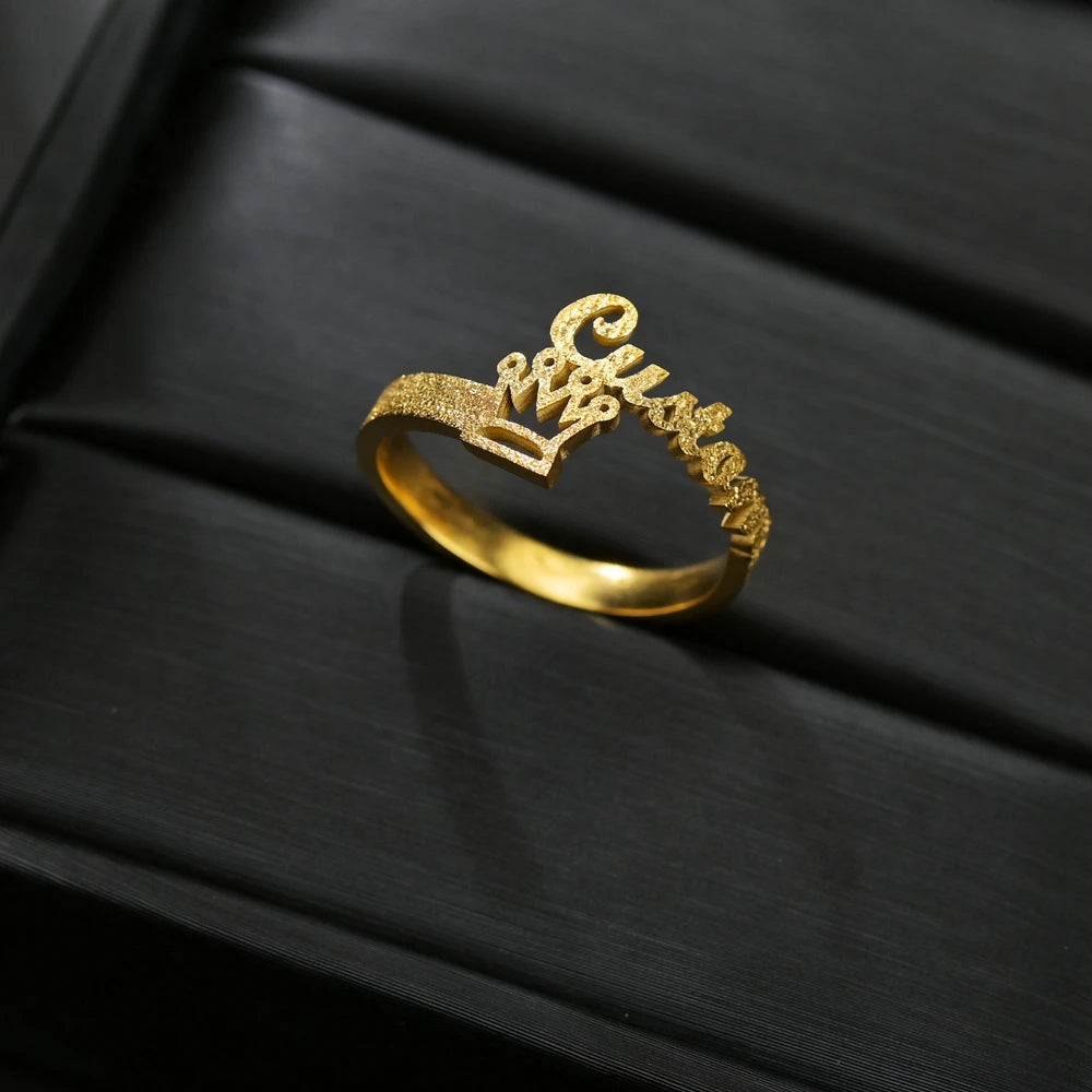 Customized  Name Ring with Crown