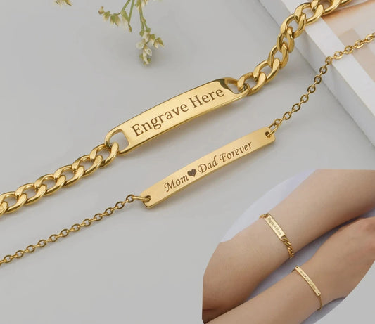 Couple Name Engraved Bracelet in Pair