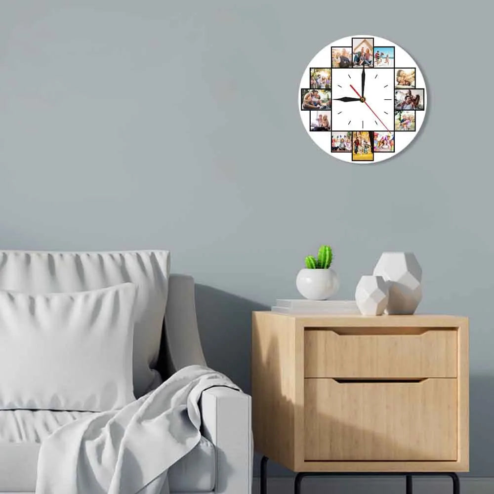 Customized Family Photos Collage Acrylic Printed Wall Clock