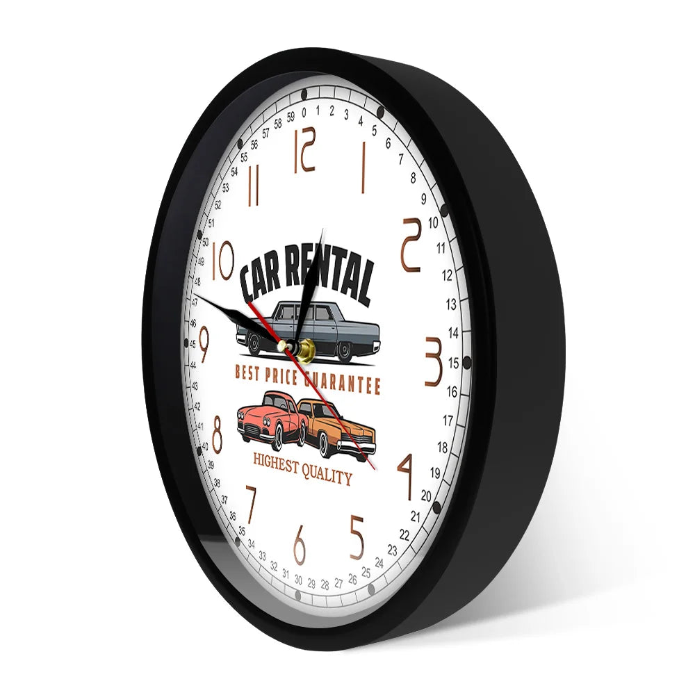 Customized Car Rental Business Logo Wall Clock