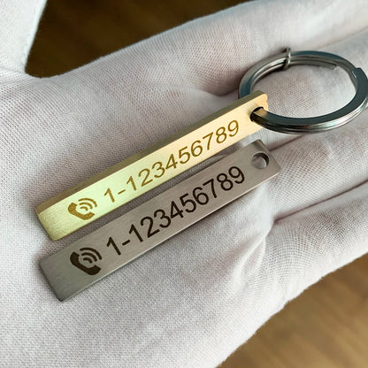 Customized Phone Number with Name Keychain