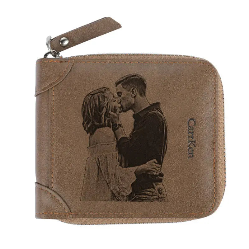 Customized Photo Engraved Zipper Wallet