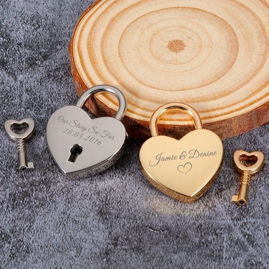 Customized name date engraved Couple Heart Lock