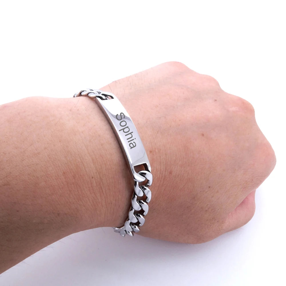 Customized Name Engraved Bracelet - Silver