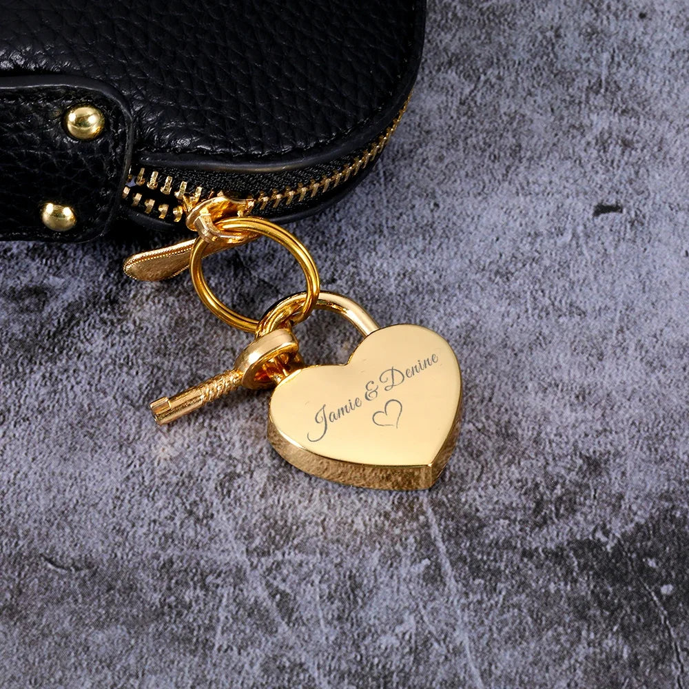 Customized name date engraved Couple Heart Lock