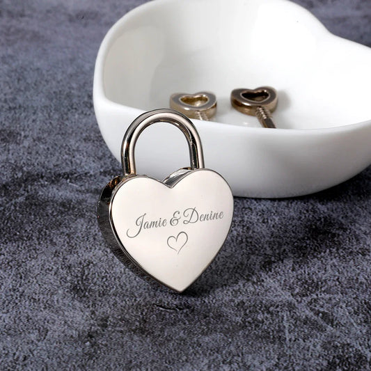 Customized name date engraved Couple Heart Lock