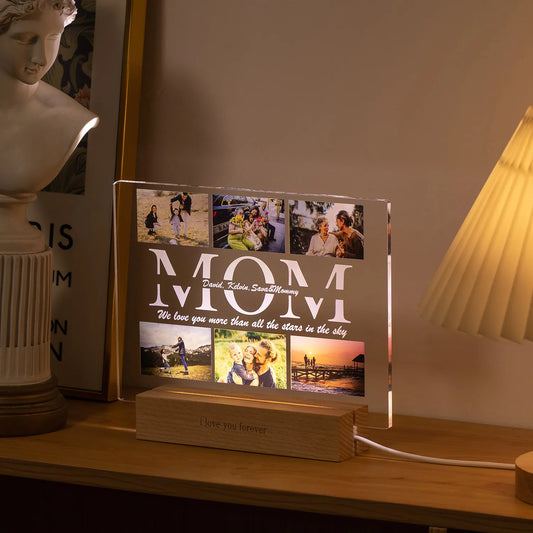 Customized Photo Text 3D Acrylic Lamp for MOM DAD LOVE