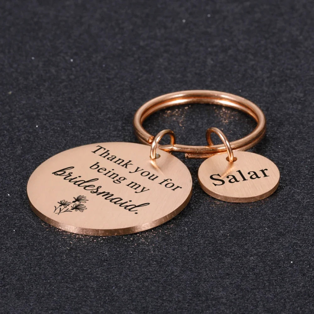 Customized Engraved Name Message Keychain - Round