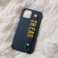 Customized Metal Gold Name Wristband Leather Phone Cover - Orange