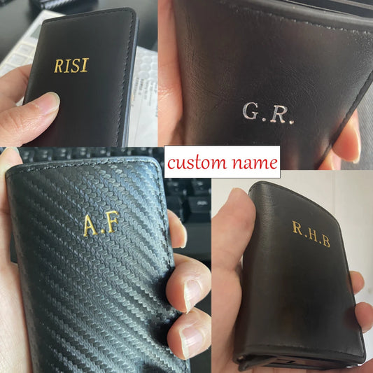 Customized Name Initials Business Credit Card Holder Wallet