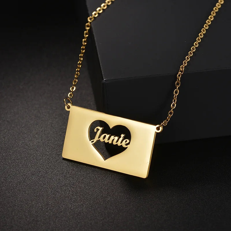 Customized Heart Name Necklace Design Stainless Steel