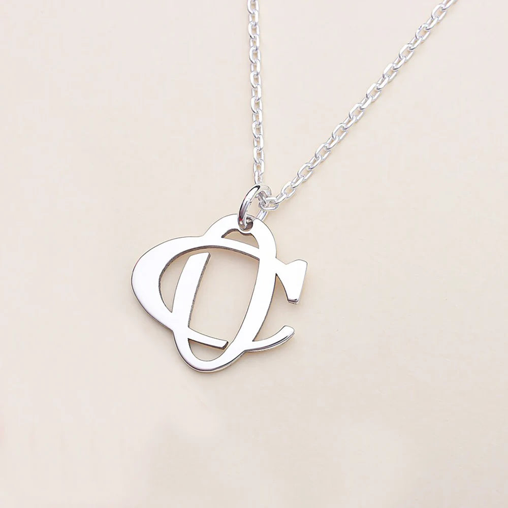 Customized Couple Pendant with Overlapping Letters