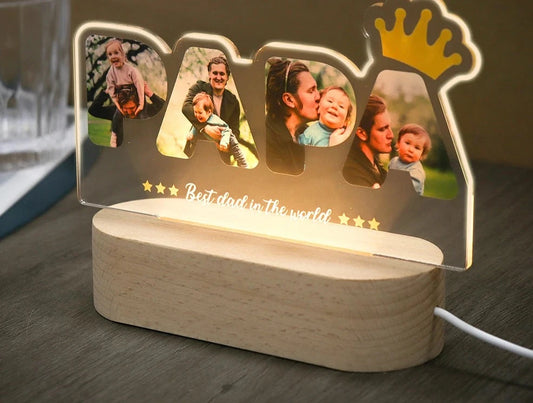 Customized Photo Text 3D Acrylic Lamp for Papa's Birthday