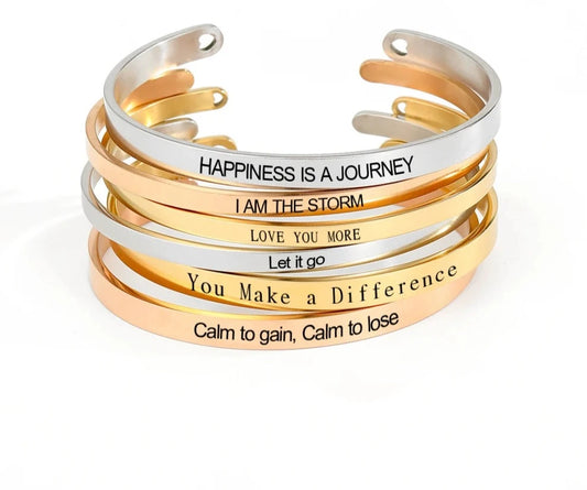 Customized Laser Engraved Quote Bracelet - Rose Gold