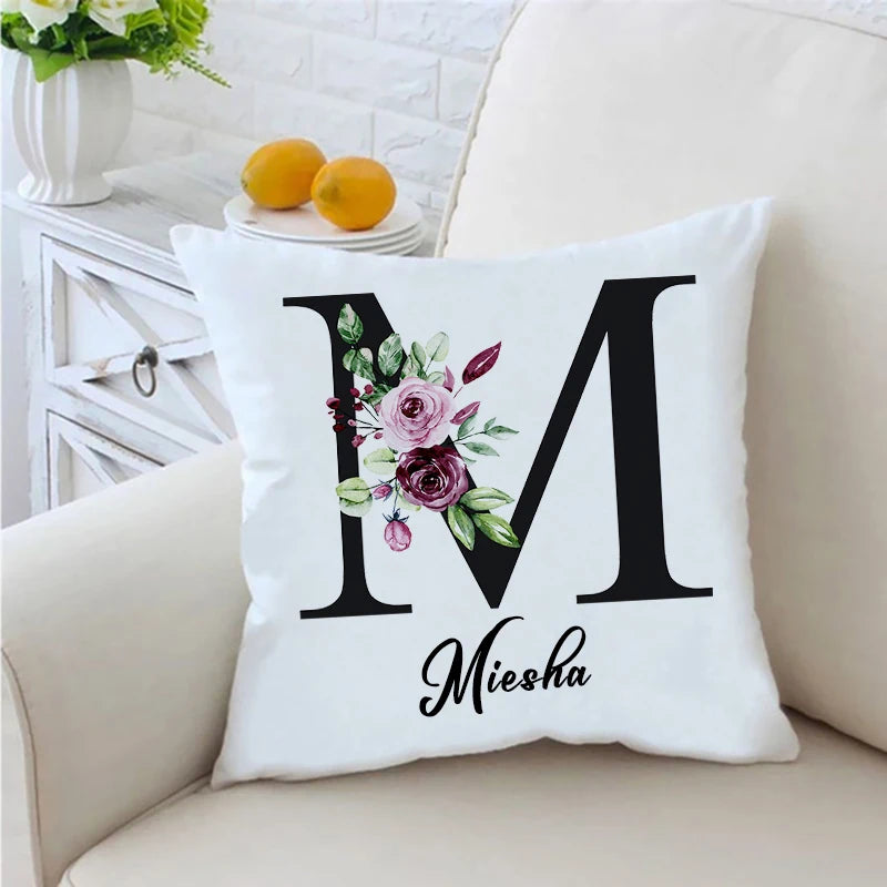 Customized Initial with Name Cushion Cover