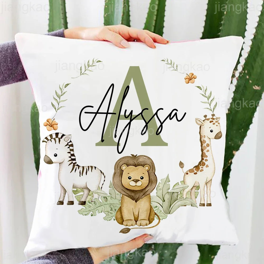 Customized Animal with Name Cushion Cover