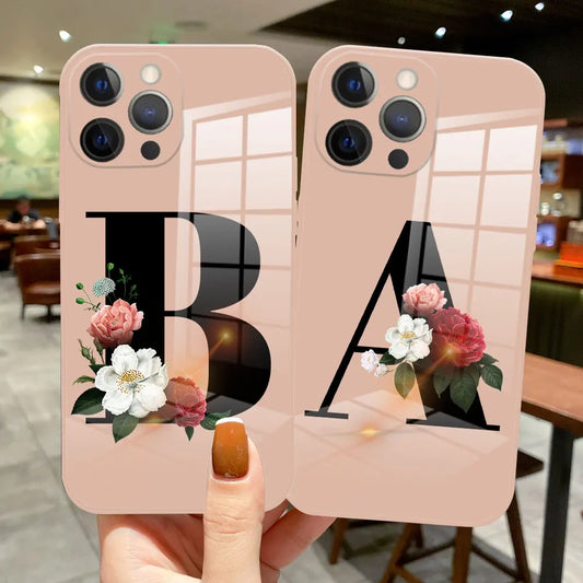 Customized Surname Initial  Letter with Flowers Phone Case - iPhone 12 Pro