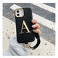 Customized name Initial Leather with Gold Letters Phone Cover - Code 3