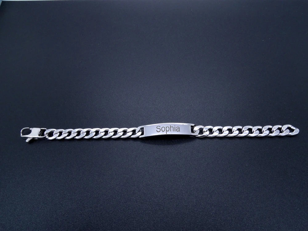 Customized Name Engraved Bracelet - Silver