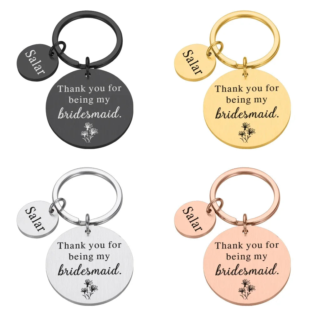 Customized Engraved Name Message Keychain - Round