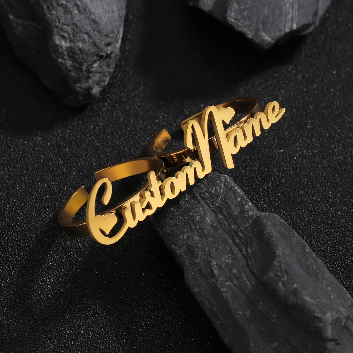 Customized Adjustable Open Name Rings