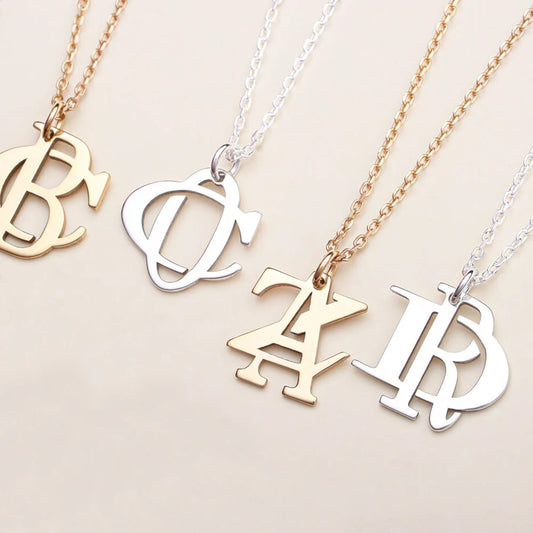 Customized Couple Pendant with Overlapping Letters