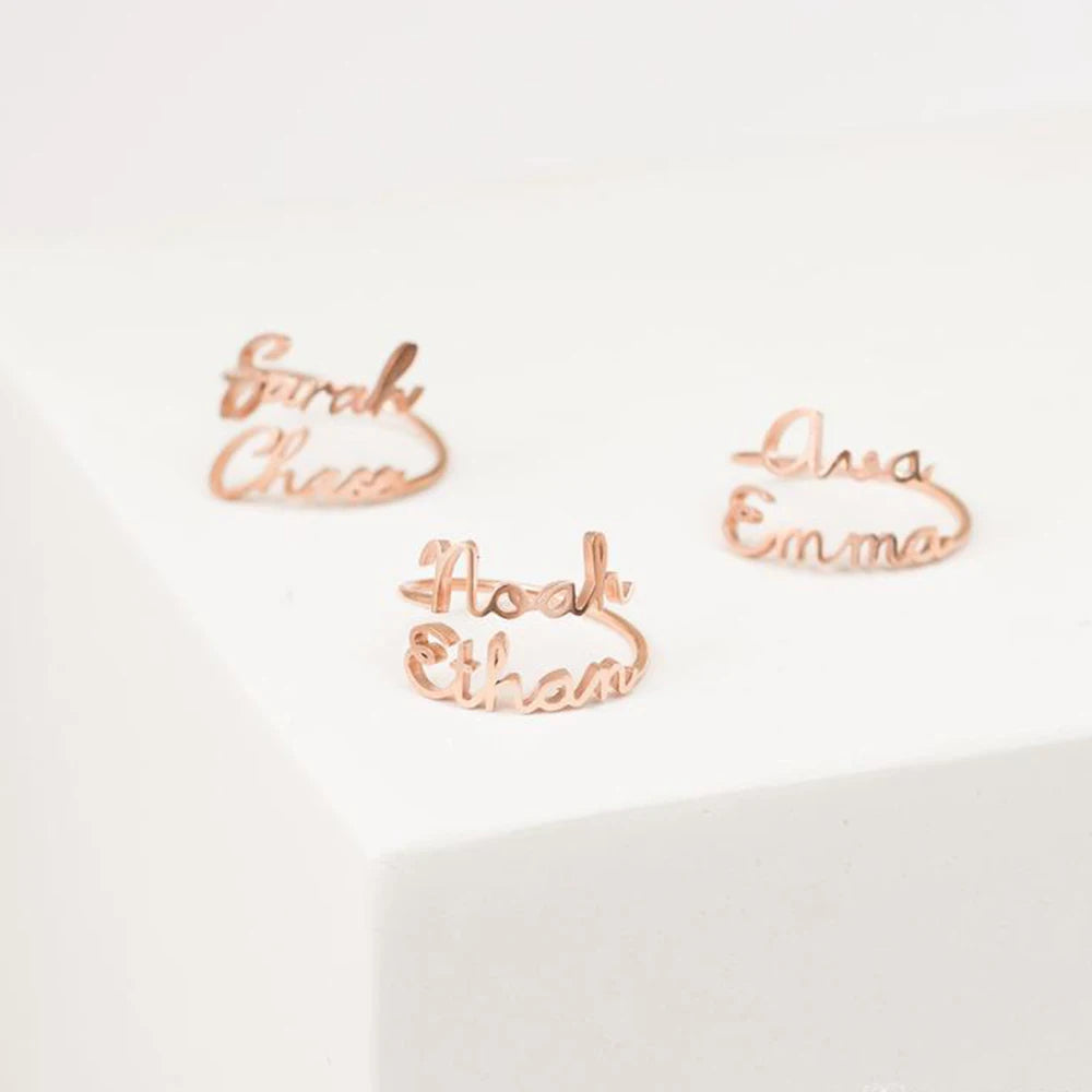 Customized 2 Name Rings