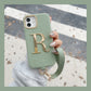 Customized name Initial Leather with Gold Letters Phone Cover - Code 6