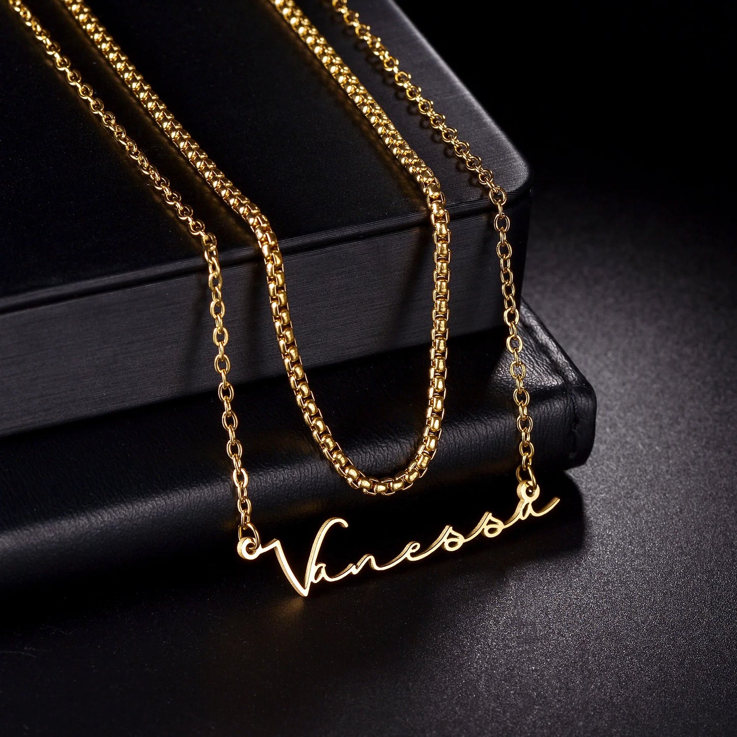 Customized Name Pendant Double Layered Necklace