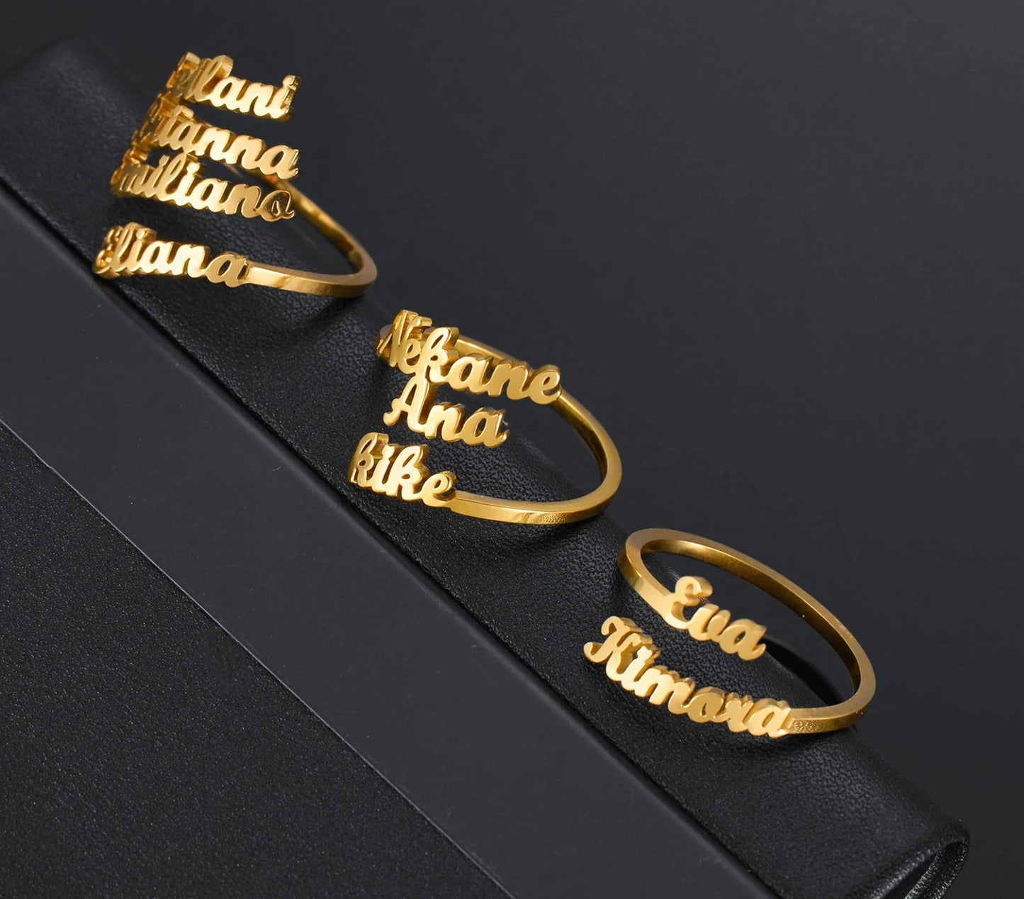 Customized Adjustable Open Name Rings