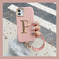 Customized name Initial Leather with Gold Letters Phone Cover - Code 3