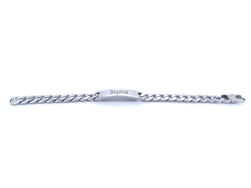 Customized Name Engraved Bracelet - Silver