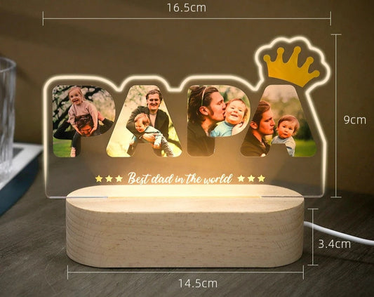 Customized Photo Text 3D Acrylic Lamp for Papa's Birthday