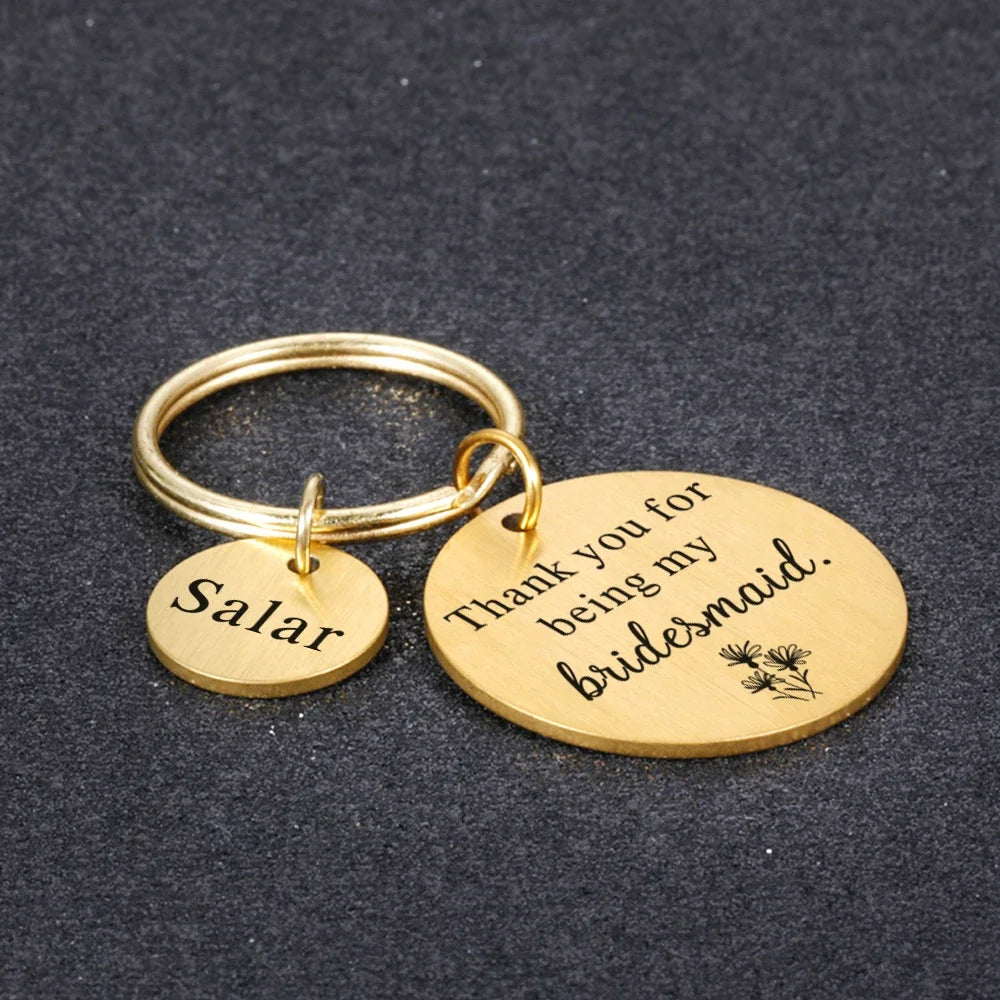 Customized Engraved Name Message Keychain - Round