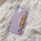 CustomizedMetal Gold Name Wristband Leather Phone Cover - Light Purple