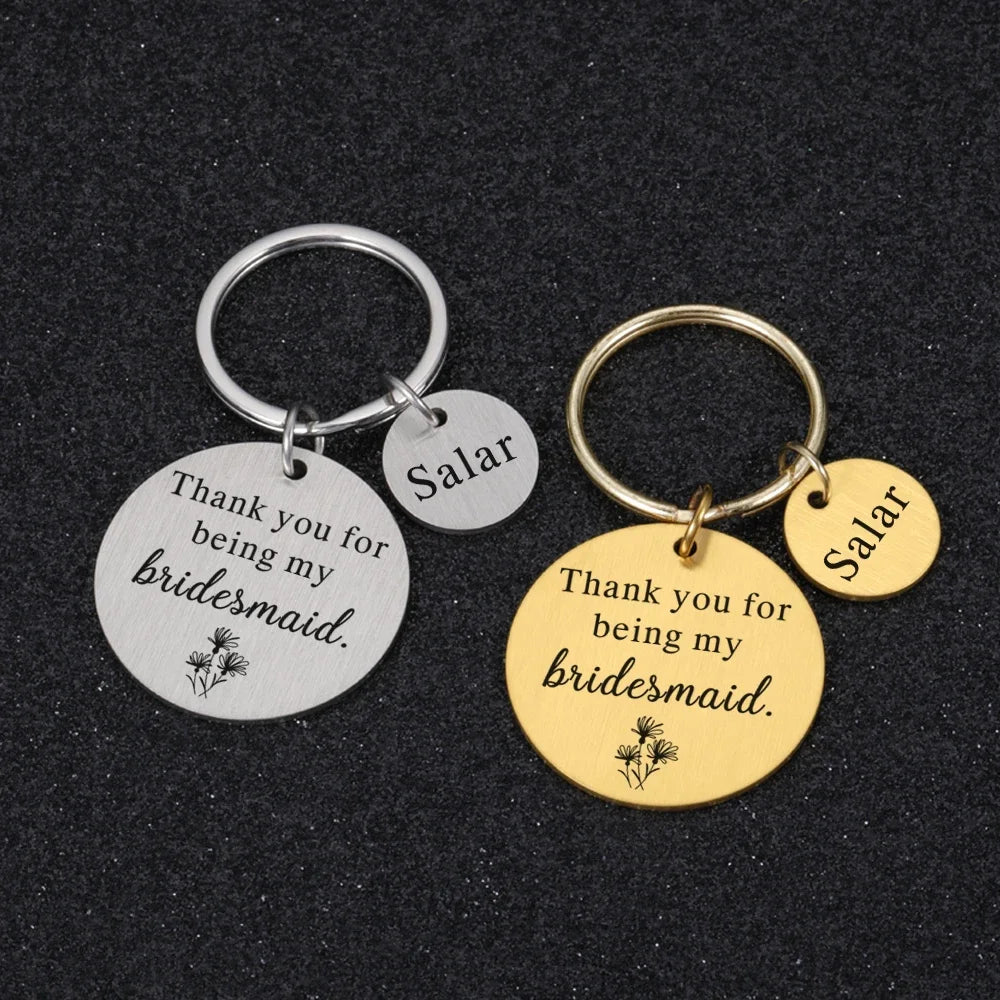 Customized Engraved Name Message Keychain - Round